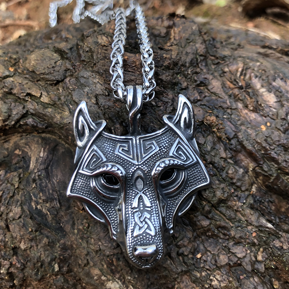Asgard Norse Grey Wolf Head Pendant Necklace - Handcrafted Design - Image 5