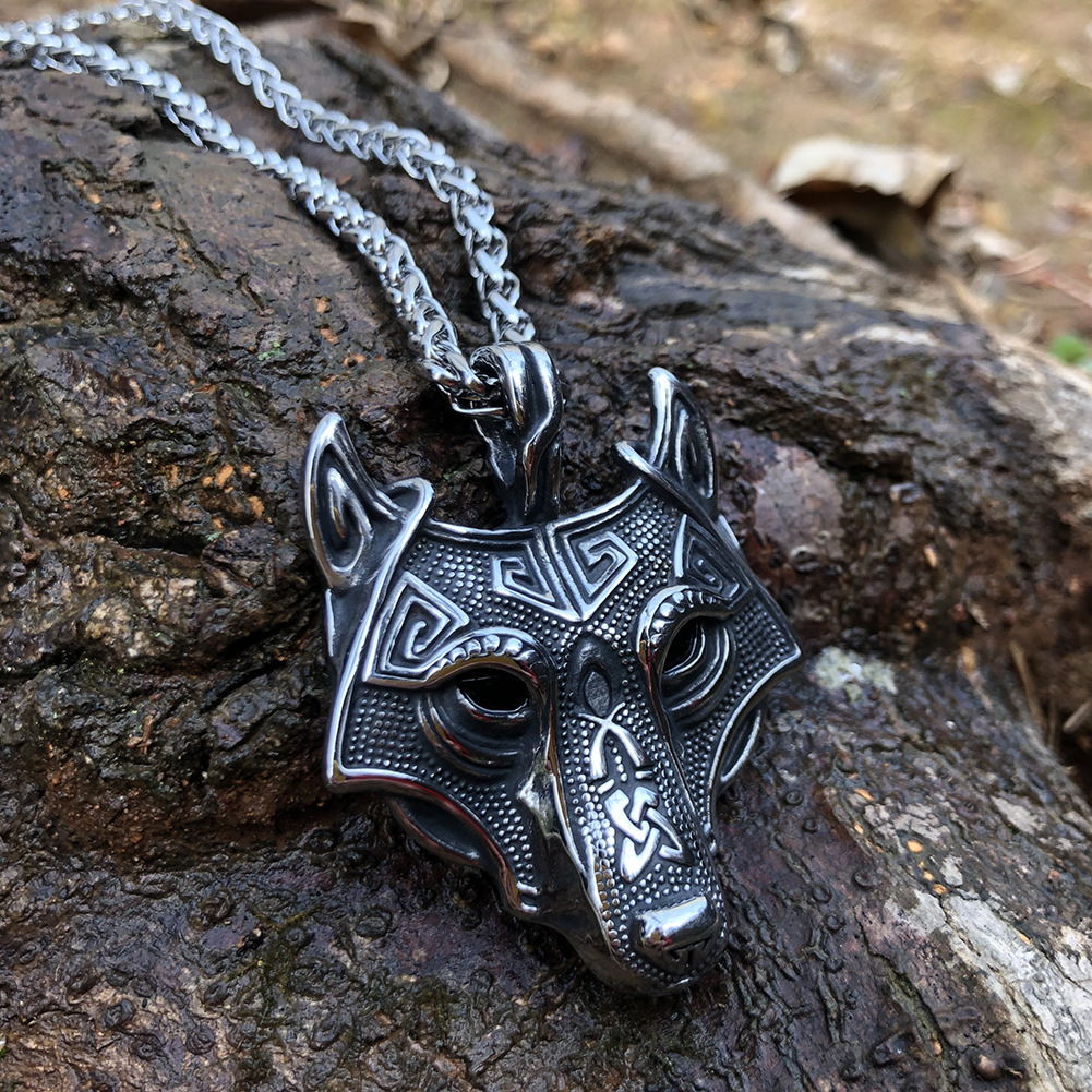 Asgard Norse Grey Wolf Head Pendant Necklace - Handcrafted Design - Image 6