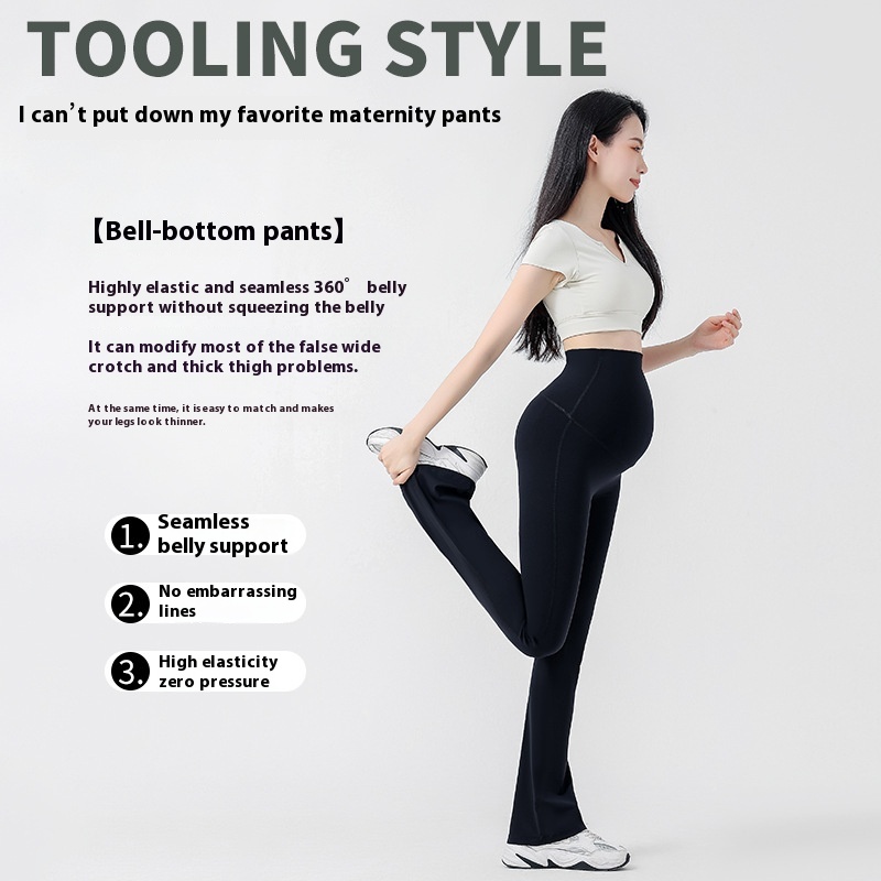 Antenatal Yoga Bell-Bottom Pants - Casual Slimming Outerwear for Moms - Image 6