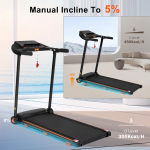 New 2.5HP Silent Folding Home Treadmill with Heart Rate Sensor, 300 lbs Capacity, Temu Platform