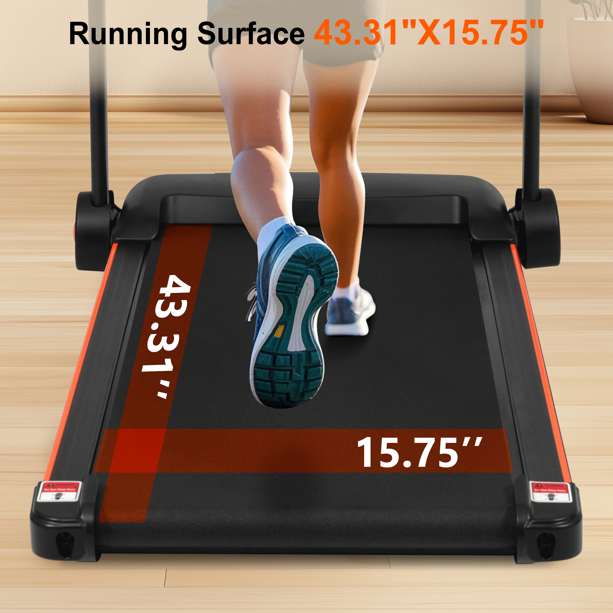 New 2.5HP Silent Folding Home Treadmill with Heart Rate Sensor, 300 lbs Capacity, Temu Platform - Image 2