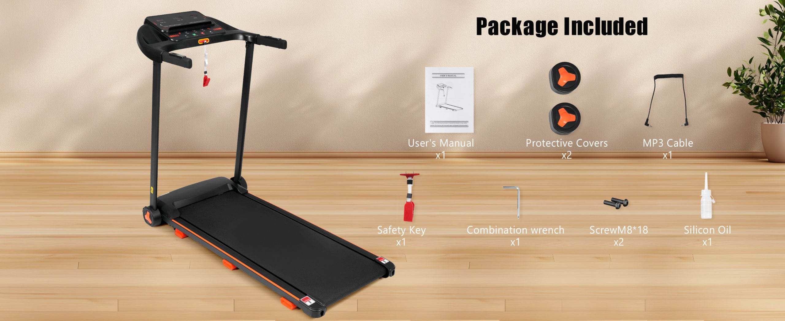 New 2.5HP Silent Folding Home Treadmill with Heart Rate Sensor, 300 lbs Capacity, Temu Platform - Image 7