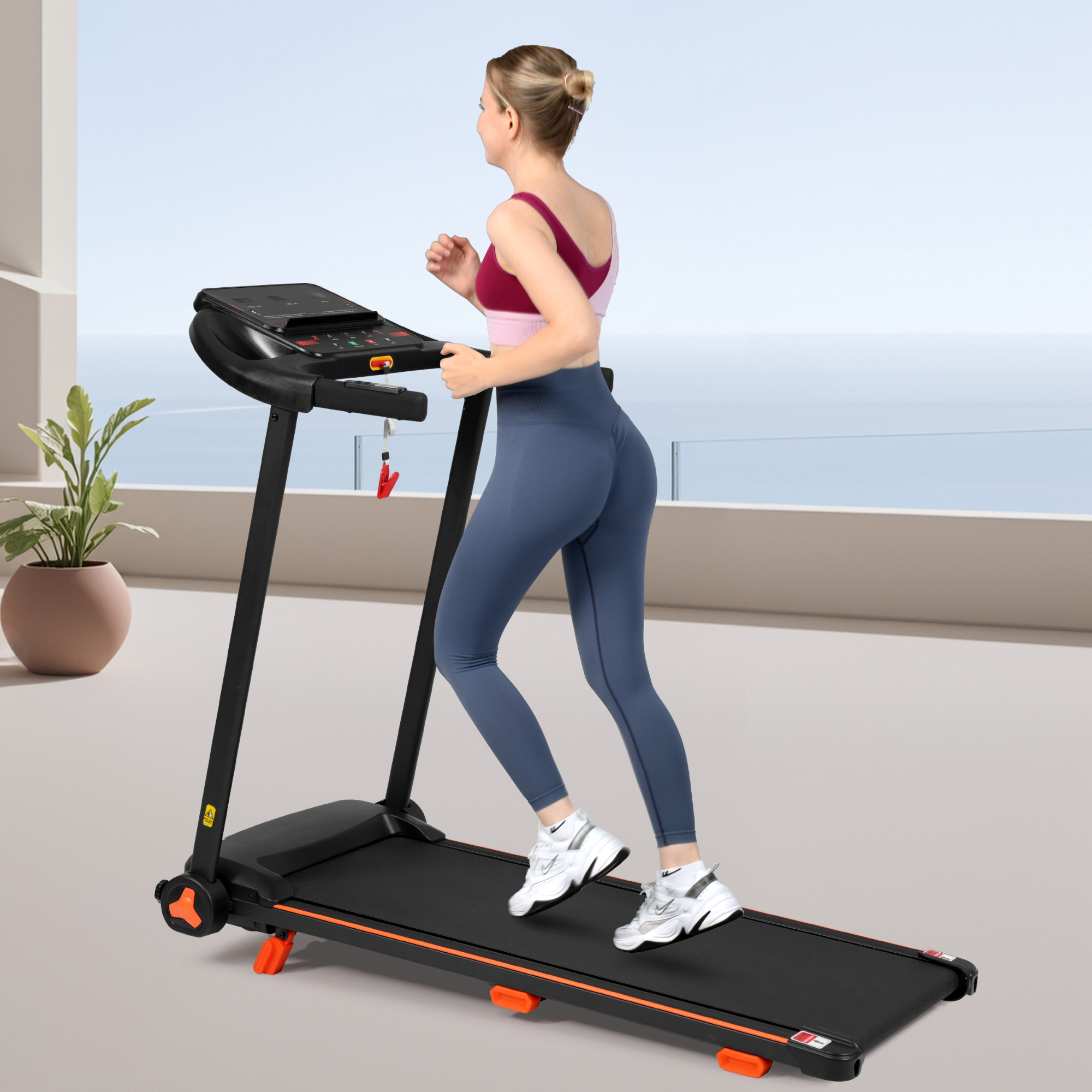 New 2.5HP Silent Folding Home Treadmill with Heart Rate Sensor, 300 lbs Capacity, Temu Platform - Image 13