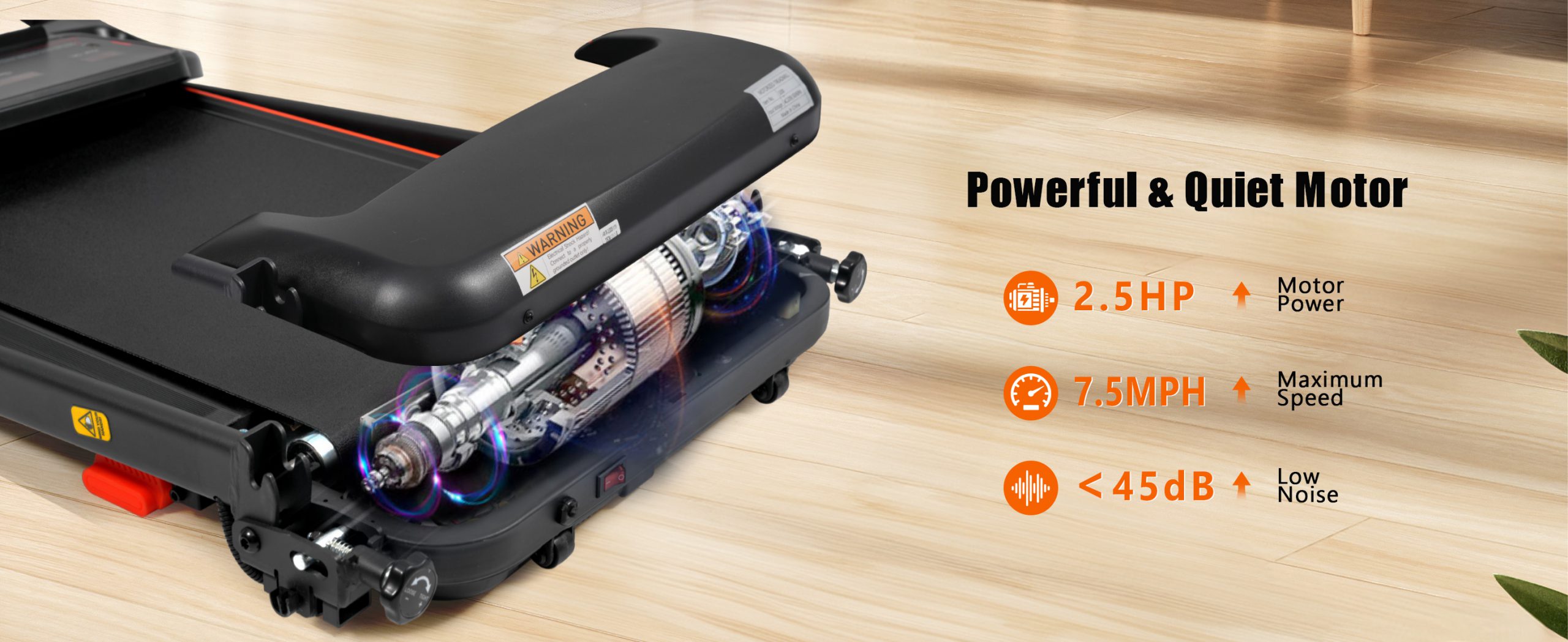 New 2.5HP Silent Folding Home Treadmill with Heart Rate Sensor, 300 lbs Capacity, Temu Platform - Image 15