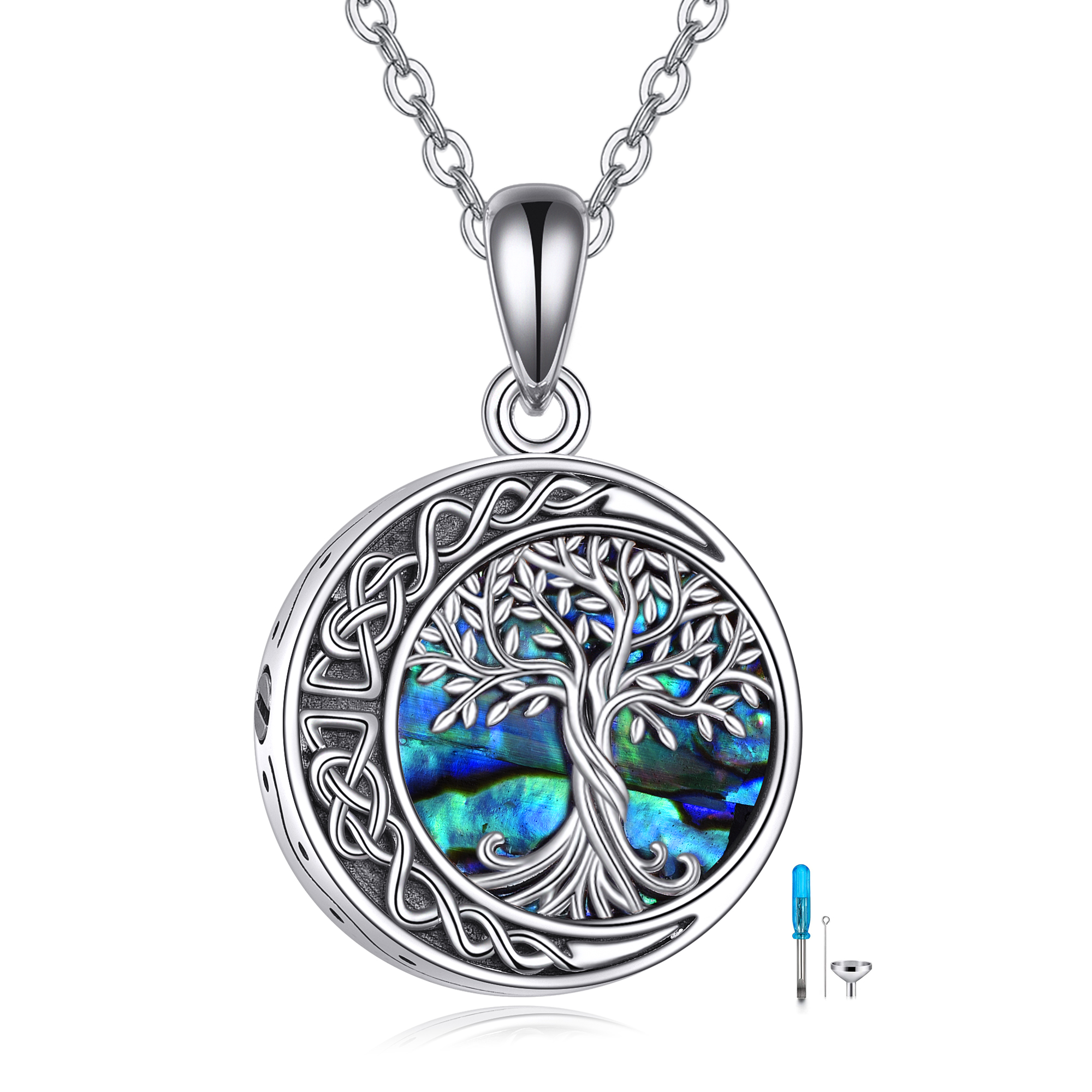 Tree of Life Urn Necklaces for Ashes - Sterling Silver Celtic Knot Cremation Jewelry | Moon Tree of Life Memory Pendant - Image 6