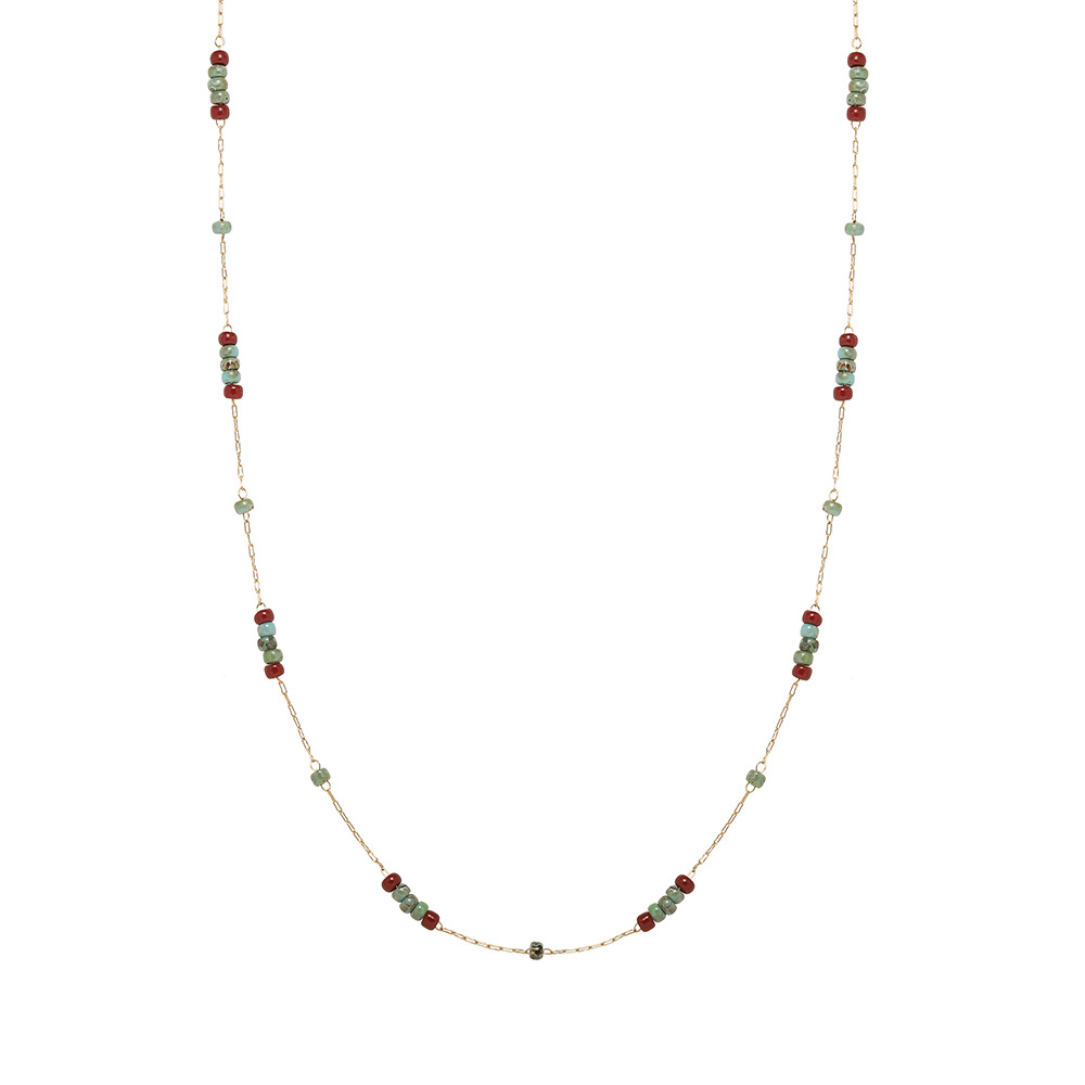 Turquoise Grain Glass Necklace with Red Contrast Color for Wine Lovers - Image 5