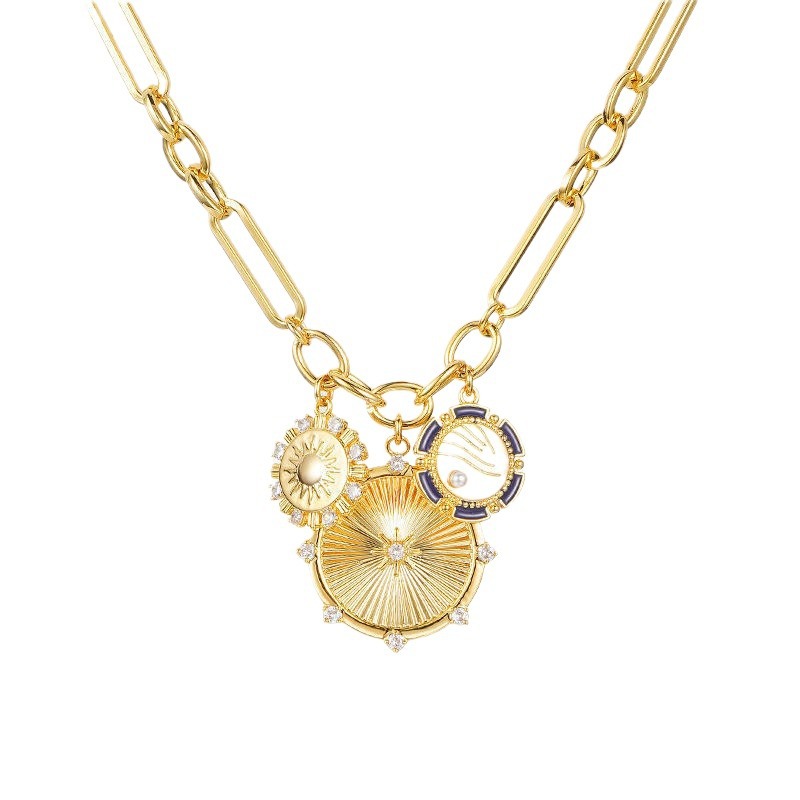 Trendy Sun Pendant Necklace - Copper-plated Gold Clavicle Chain & Stainless Steel Summer Jewelry - Image 5