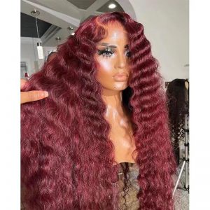 Stylish and Versatile Wine Red Long Front Lace Wig for Unique Looks