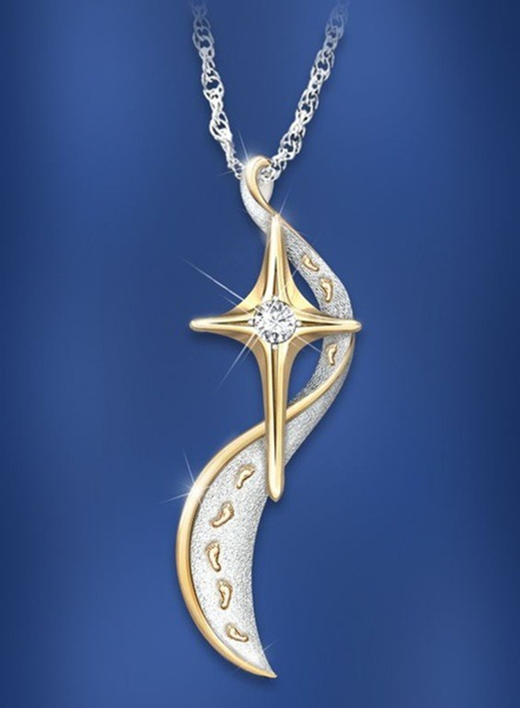 Explosive Footprint Pendant - Electroplated Cross Necklace for Unique Style - Image 2