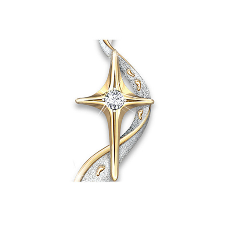 Explosive Footprint Pendant - Electroplated Cross Necklace for Unique Style - Image 4