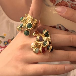 Stylish Vintage Natural Gemstone Peacock Ring for Unique Fashion Statements
