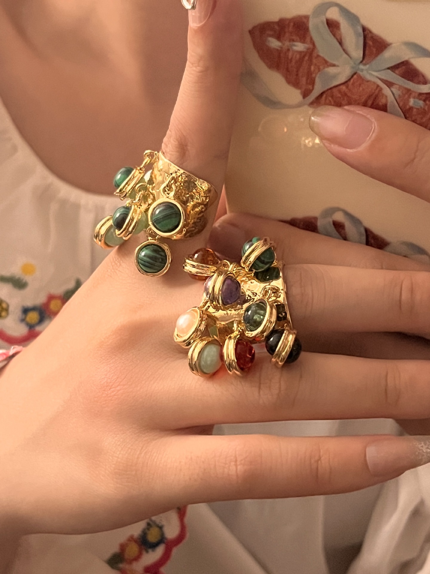 Stylish Vintage Natural Gemstone Peacock Ring for Unique Fashion Statements
