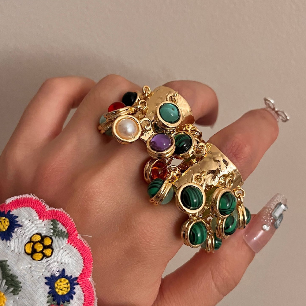 Stylish Vintage Natural Gemstone Peacock Ring for Unique Fashion Statements - Image 4