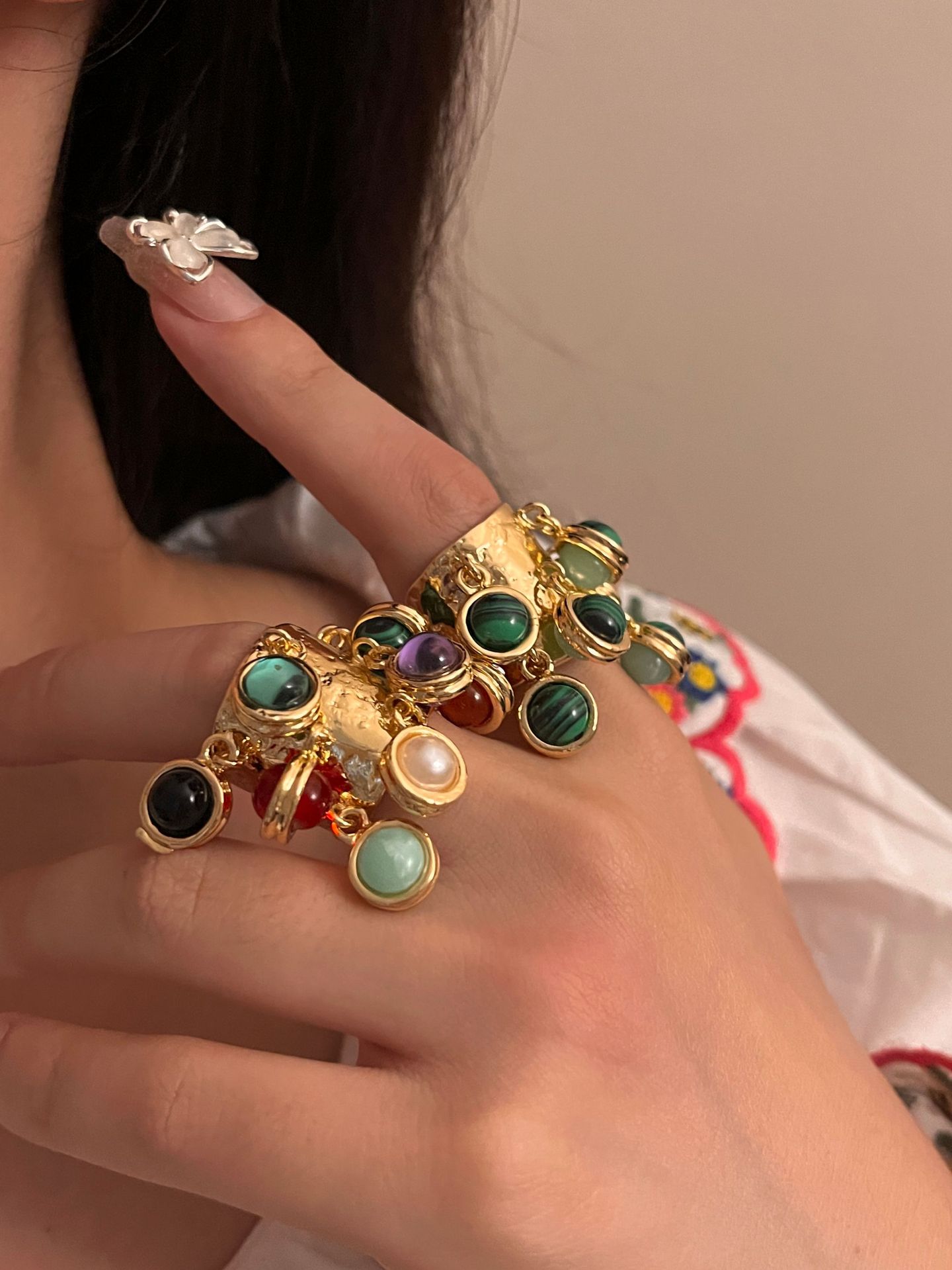 Stylish Vintage Natural Gemstone Peacock Ring for Unique Fashion Statements - Image 11