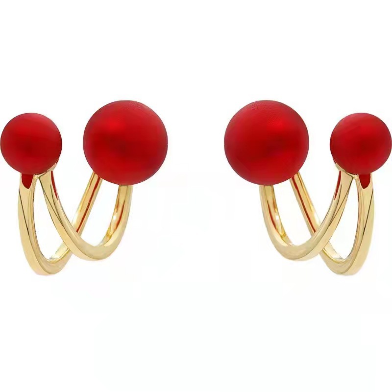 Elegant High-End Sterling Silver Earrings - French Net Red Ear Buckles - Image 2