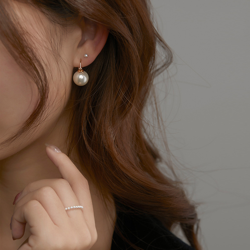 Elegant High-End Sterling Silver Earrings - French Net Red Ear Buckles - Image 11