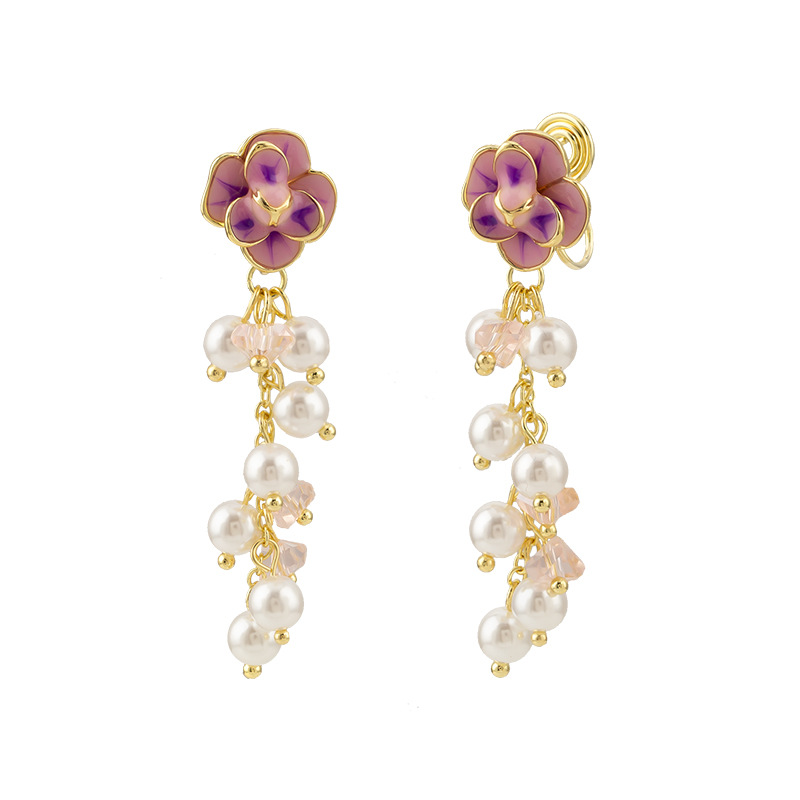 Charming French Pearl Tassel Flower Earrings for a Romantic Touch - Image 5