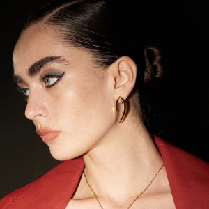 18K Gold-Plated Brass Geometric Punk Sharp Cone Stud Earrings - Original Design