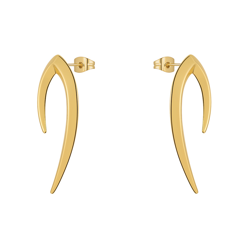 18K Gold-Plated Brass Geometric Punk Sharp Cone Stud Earrings - Original Design - Image 7