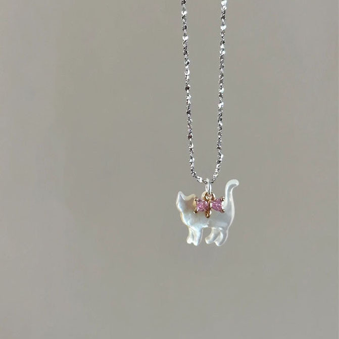 Charming Rhinestone Cat Pendant Necklace with Silver Plated Chain for Women and Girls - Perfect Fashion Jewelry Gift for Parties