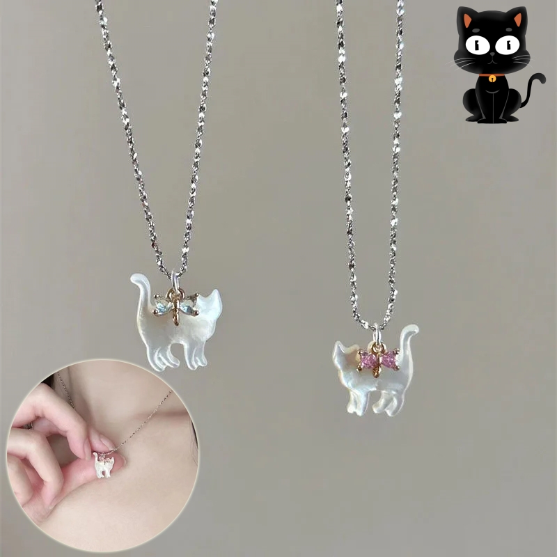 Charming Rhinestone Cat Pendant Necklace with Silver Plated Chain for Women and Girls - Perfect Fashion Jewelry Gift for Parties - Image 2