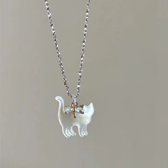 Charming Rhinestone Cat Pendant Necklace with Silver Plated Chain for Women and Girls - Perfect Fashion Jewelry Gift for Parties - Image 9