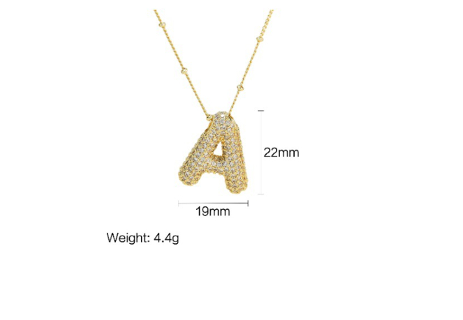 Brass Zircon Bubble Balloon Letter Pendant Necklace for Women - Stylish Jewelry - Image 27