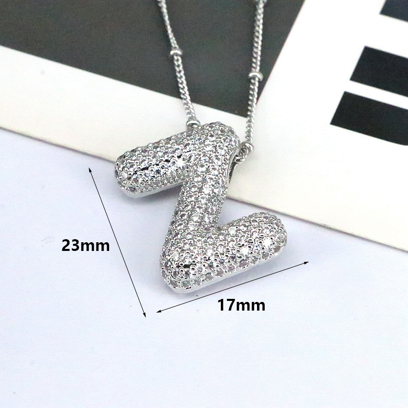 Brass Zircon Bubble Balloon Letter Pendant Necklace for Women - Stylish Jewelry - Image 28
