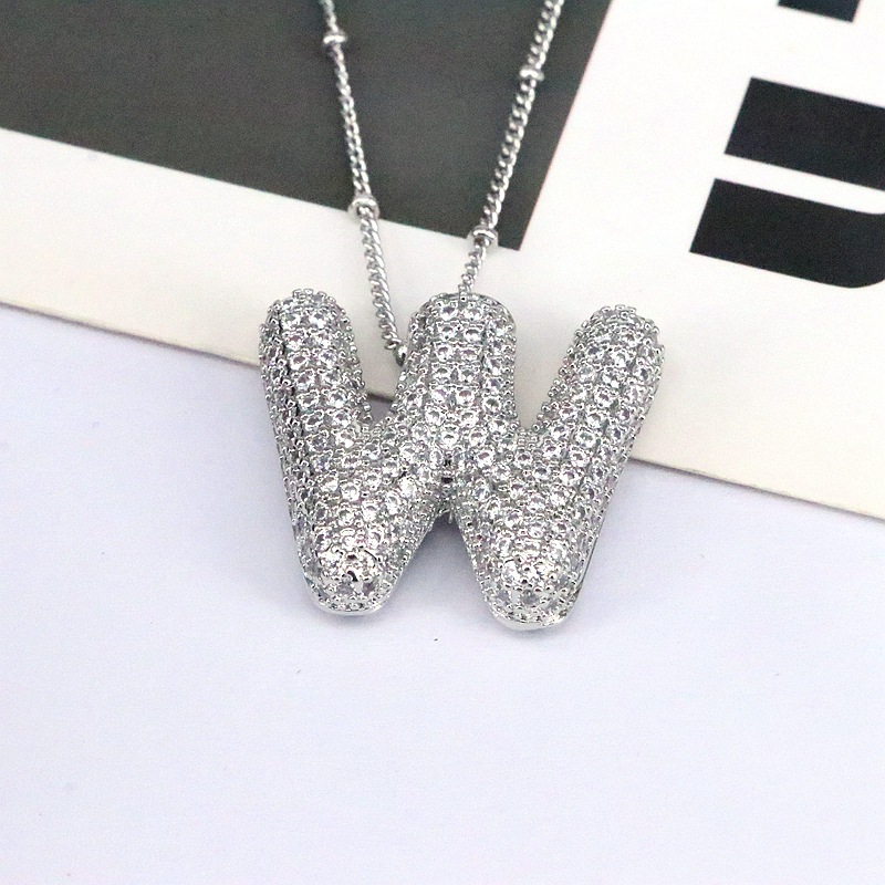 Brass Zircon Bubble Balloon Letter Pendant Necklace for Women - Stylish Jewelry - Image 31
