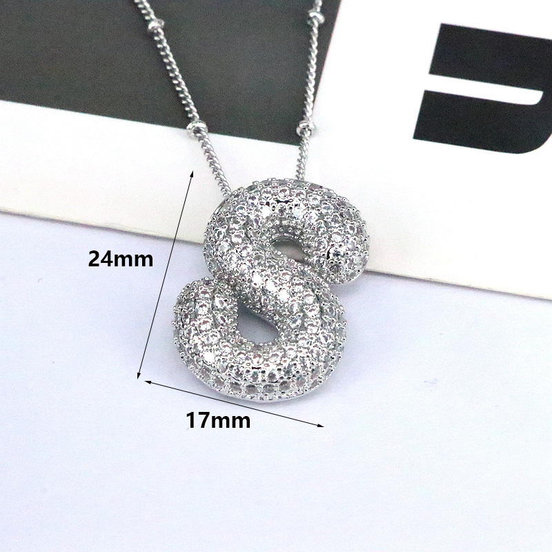 Brass Zircon Bubble Balloon Letter Pendant Necklace for Women - Stylish Jewelry - Image 35