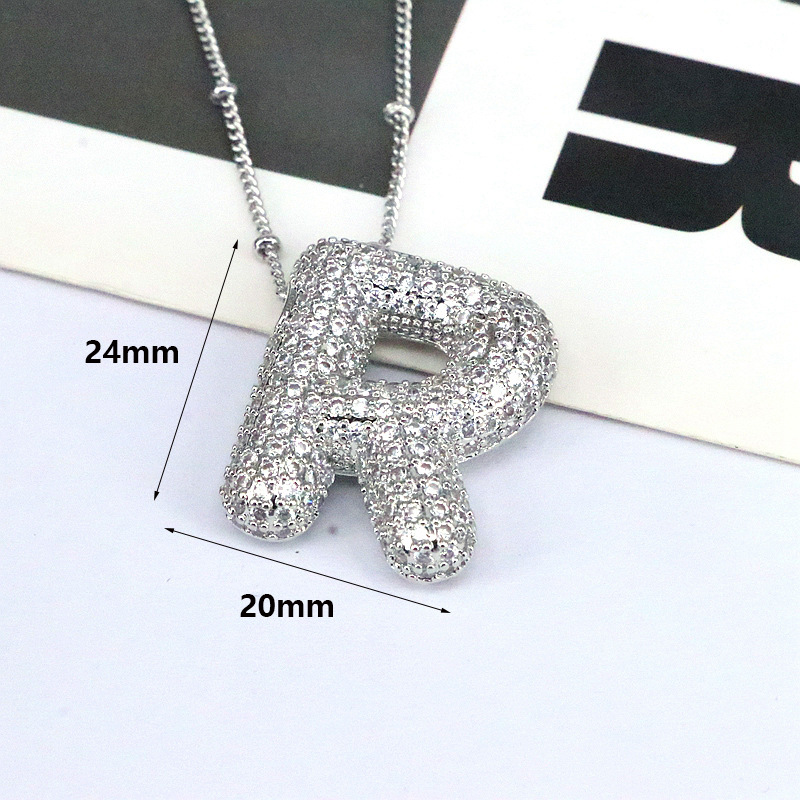 Brass Zircon Bubble Balloon Letter Pendant Necklace for Women - Stylish Jewelry - Image 36
