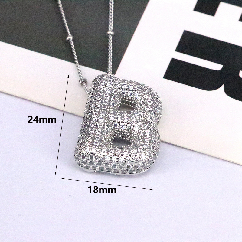 Brass Zircon Bubble Balloon Letter Pendant Necklace for Women - Stylish Jewelry - Image 51