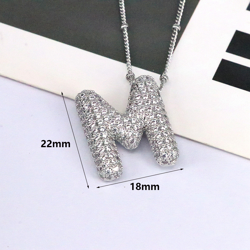 Brass Zircon Bubble Balloon Letter Pendant Necklace for Women - Stylish Jewelry - Image 55