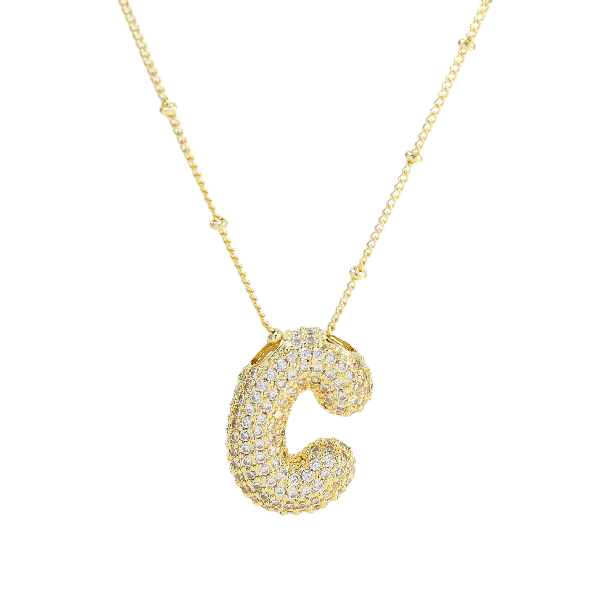 Brass Zircon Bubble Balloon Letter Pendant Necklace for Women - Stylish Jewelry - Image 58