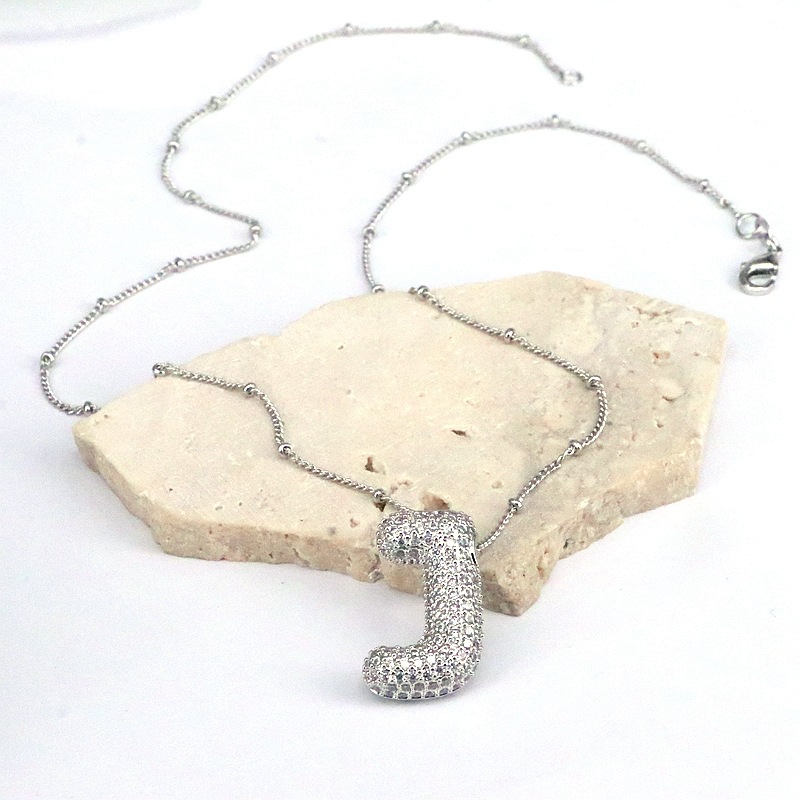 Brass Zircon Bubble Balloon Letter Pendant Necklace for Women - Stylish Jewelry - Image 76
