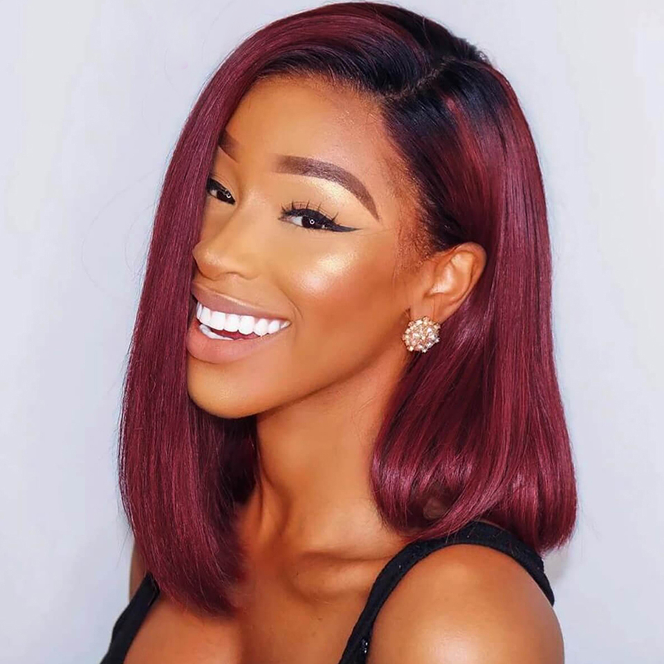 Short Straight 1B-99J Bob Human Hair Wig - Vibrant Color & Style
