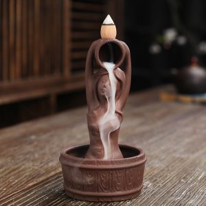 Creative Mermaid Bath Tower Purple Sand Backflow Incense Burner - Aromatherapy Smoke Stove Decoration