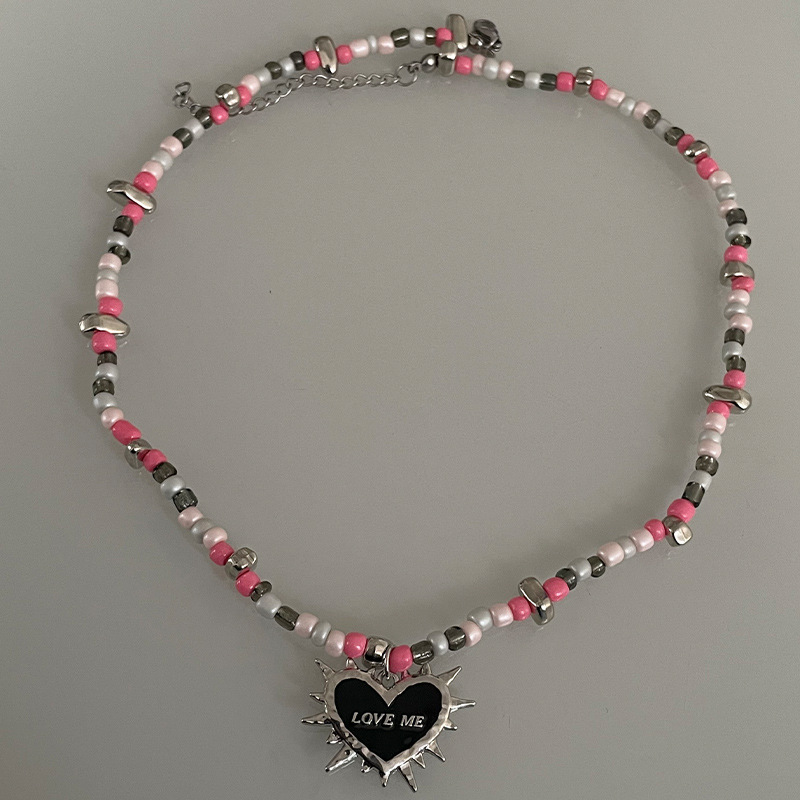 Unique Black Heart Thorn Beaded Necklace - Original Design Jewelry - Image 4