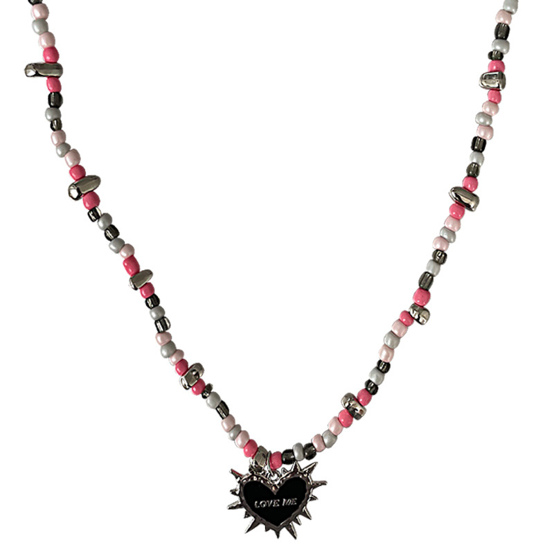 Unique Black Heart Thorn Beaded Necklace - Original Design Jewelry - Image 5