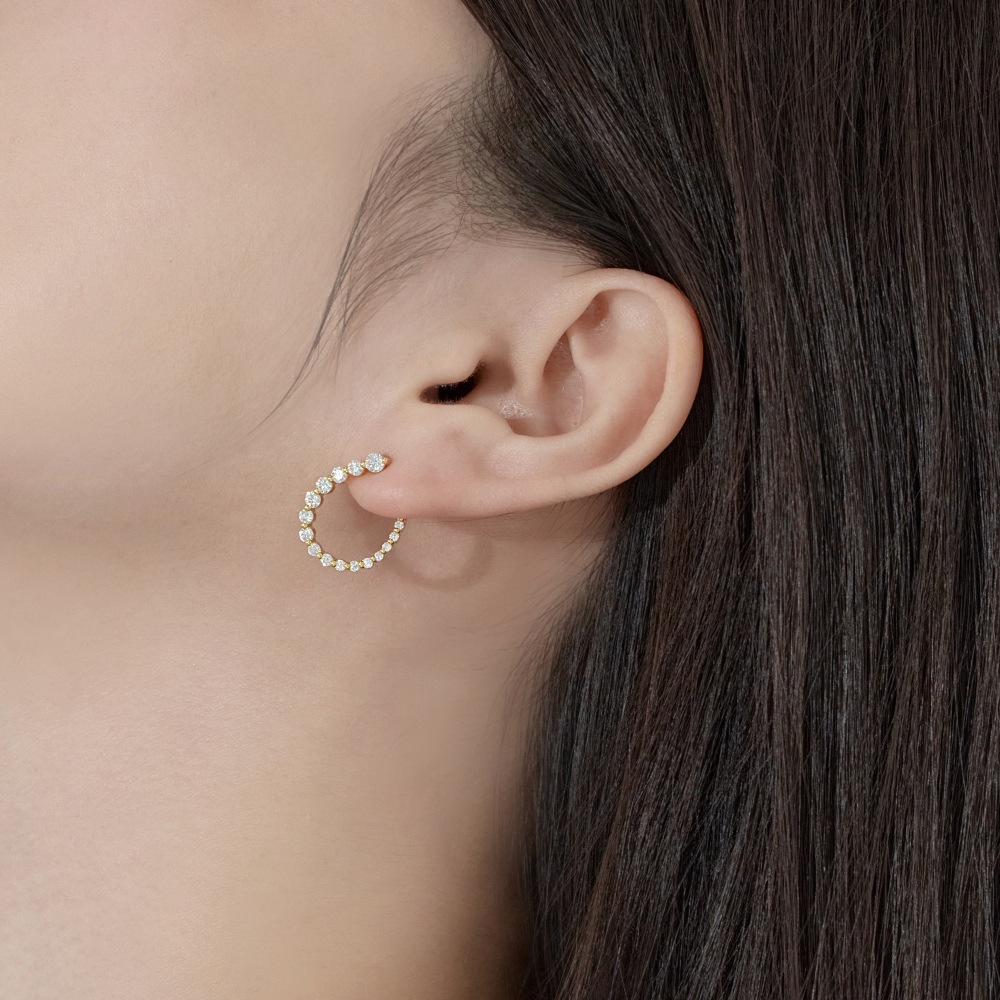 Trendy U-shaped Earrings with Silver S925, White Round Zirconium, and Full Diamond Arrangement - Image 3