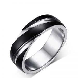 Sleek Black Titanium Steel Twill Men's Ring - Stylish and Durable Design