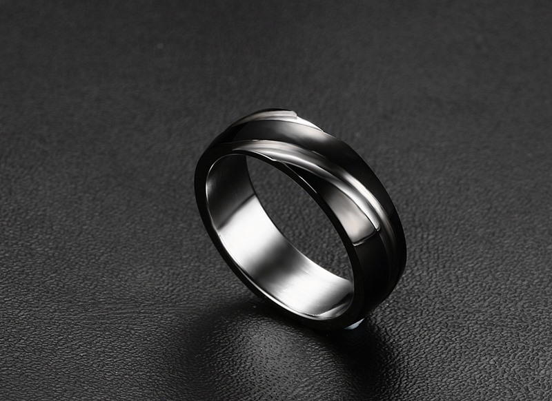 Sleek Black Titanium Steel Twill Men's Ring - Stylish and Durable Design - Image 5
