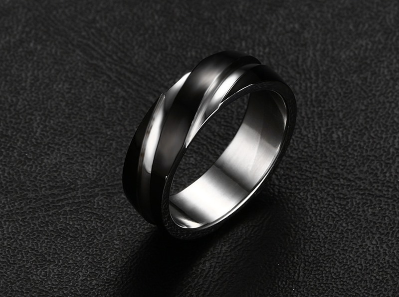Sleek Black Titanium Steel Twill Men's Ring - Stylish and Durable Design - Image 6