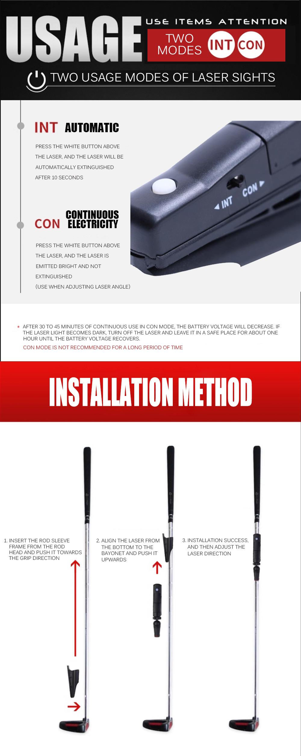 Golf Push Rod Laser Aiming Instrument - Precision Laser Sight for Accurate Targeting - Image 7