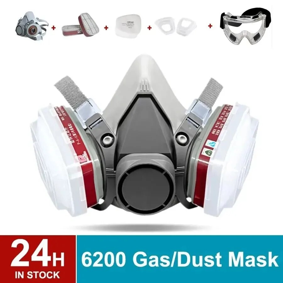Original 6200 Reusable Half Face Respirator Gas Mask with Fog-proof Glasses for Safe Painting, Spray, and Polishing Work - Image 7