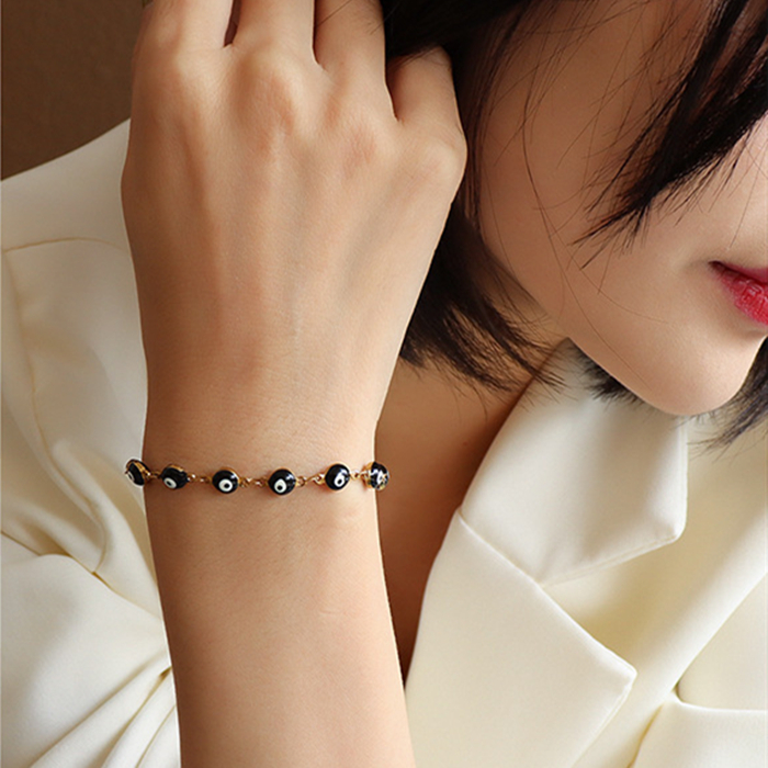 Stunning Black Oil Drip Bracelet for Women - Durable Titanium Steel Design