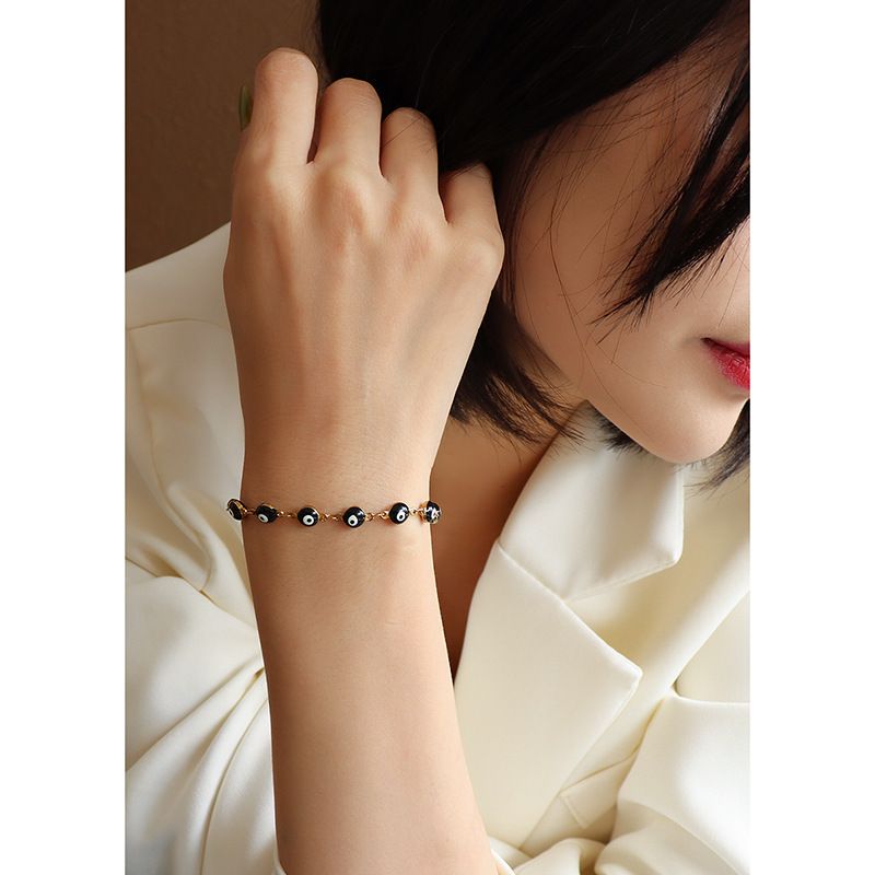 Stunning Black Oil Drip Bracelet for Women - Durable Titanium Steel Design - Image 6