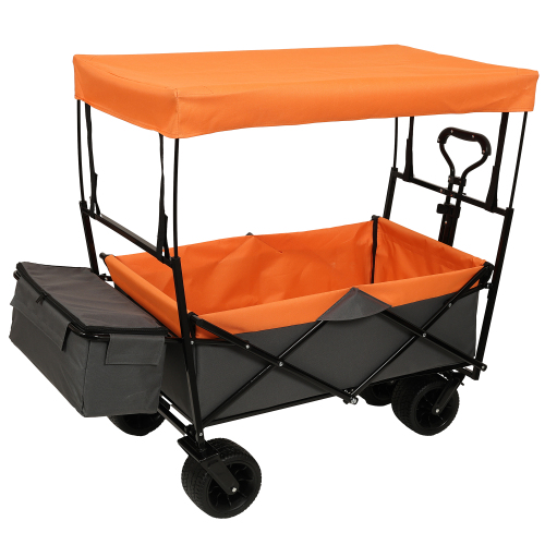 480Lbs Collapsible Wagon with Canopy - Lightweight Foldable Stroller for All-Terrain Use, Ideal for Camping, Shopping, Sports, and Garden Activities, Purple with Mosquito Net - Image 5
