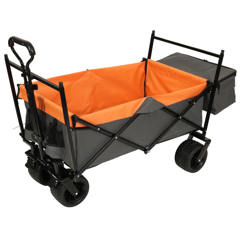 480Lbs Collapsible Wagon with Canopy - Lightweight Foldable Stroller for All-Terrain Use, Ideal for Camping, Shopping, Sports, and Garden Activities, Purple with Mosquito Net - Image 6