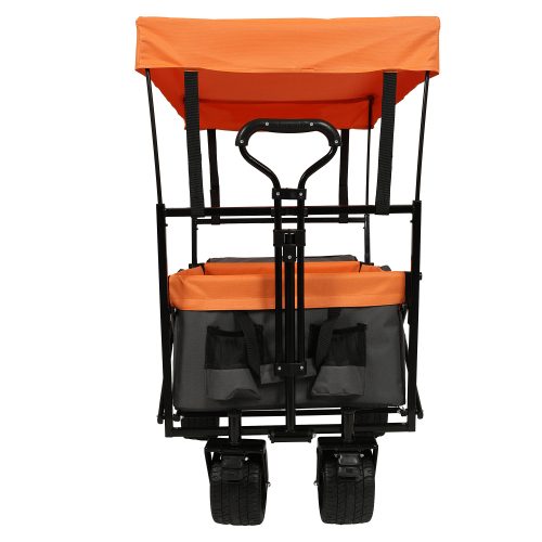 480Lbs Collapsible Wagon with Canopy - Lightweight Foldable Stroller for All-Terrain Use, Ideal for Camping, Shopping, Sports, and Garden Activities, Purple with Mosquito Net - Image 8